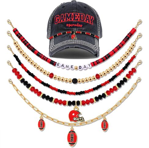 5PCS Game Day Trucker Hat Chains Decorative Football Chains Baseball Cap Chains for Hat Bill Decoration Charms DIY Mesh in Saudi Arabia
