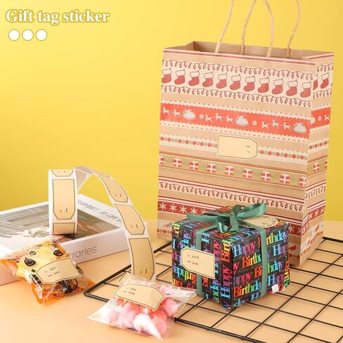 600 PCS ملصقات علامة الهدايا ، 1.18 "× 2" كرافت بنية من وإلى ملصقات هدايا ملصقات ملصقات العطلة in Kuwait