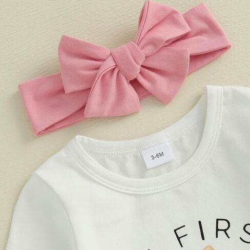 Newborn Baby Girls Easter Outfits Cute Carrot Embroidery Romper and Pants Sets My First Easter Baby Girl Outfits in Kuwait