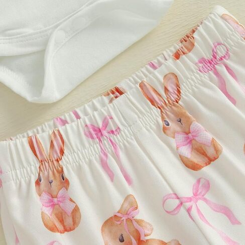 Newborn Baby Girls Easter Outfits Cute Carrot Embroidery Romper and Pants Sets My First Easter Baby Girl Outfits in Kuwait