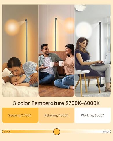 Modern LED Floor Lamp, with Top Reading Light, Bright Minimalist Dimmable 3 Color Temperatures, Remote Control, Standing Floor Lamp for Living Room, Bedroom, Home Office in Saudi Arabia