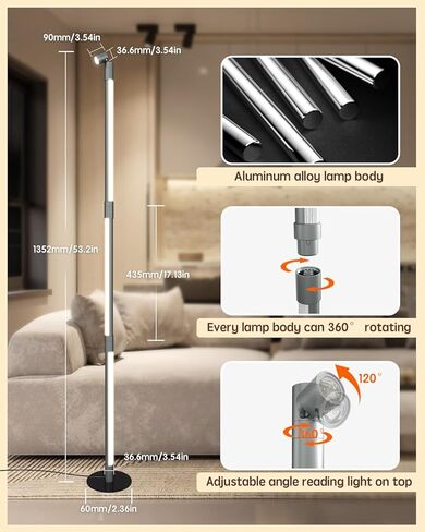 Modern LED Floor Lamp, with Top Reading Light, Bright Minimalist Dimmable 3 Color Temperatures, Remote Control, Standing Floor Lamp for Living Room, Bedroom, Home Office in Saudi Arabia
