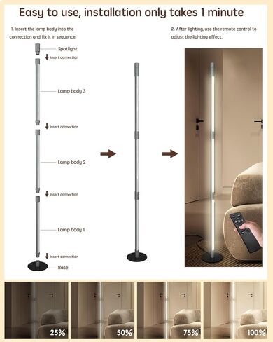 Modern LED Floor Lamp, with Top Reading Light, Bright Minimalist Dimmable 3 Color Temperatures, Remote Control, Standing Floor Lamp for Living Room, Bedroom, Home Office in Saudi Arabia
