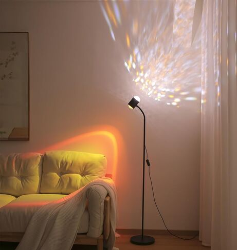 Sunset lamp projector with 3D waves, water ripple floor lamp adjustable for multiple color scenes, unique double-sided Mood lighting , creative DIY mode, bedroom 360 ° rotating ambient lighting in Saudi Arabia