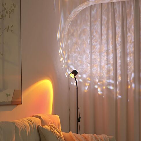 Sunset lamp projector with 3D waves, water ripple floor lamp adjustable for multiple color scenes, unique double-sided Mood lighting , creative DIY mode, bedroom 360 ° rotating ambient lighting in Saudi Arabia