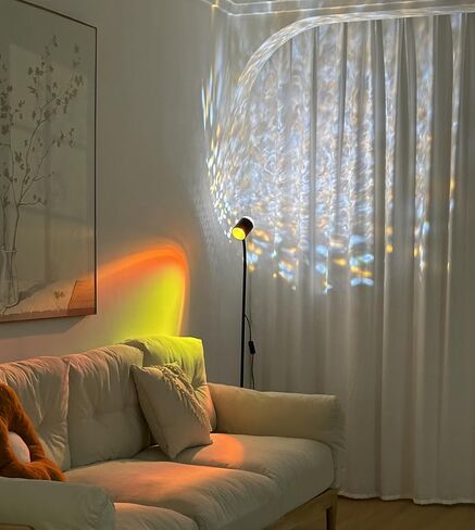 Sunset lamp projector with 3D waves, water ripple floor lamp adjustable for multiple color scenes, unique double-sided Mood lighting , creative DIY mode, bedroom 360 ° rotating ambient lighting in Saudi Arabia
