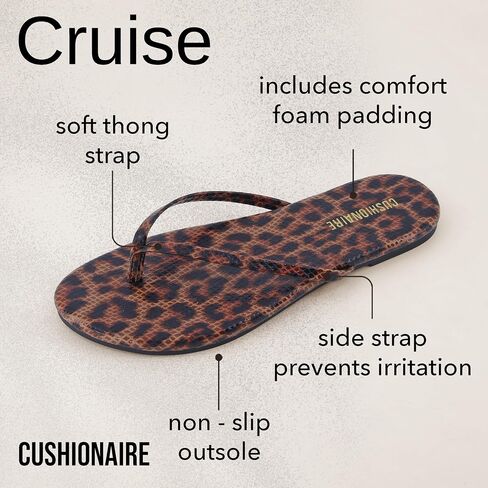CUSHIONAIRE Cruise Lightweight Womens Flip Flops, Comfortable Beach Sandals for Women with Cushioned Footbed & Flexible Slip On Design in Saudi Arabia