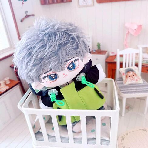 niannyyhouse 20cm Plush Doll Clothes Color Blocking Punching Jacket Coat 8in Doll Accessories (Blue+White) in Kuwait