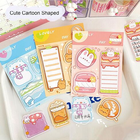 4 Pack Cute Sticky Notes Cartoon Bear Rabbit Sticky Memo Pads Kawaii Small Self-Stick Memo Note Pad Office School Supplies for Girls Boys Women (Bear+Rabbit) in Saudi Arabia