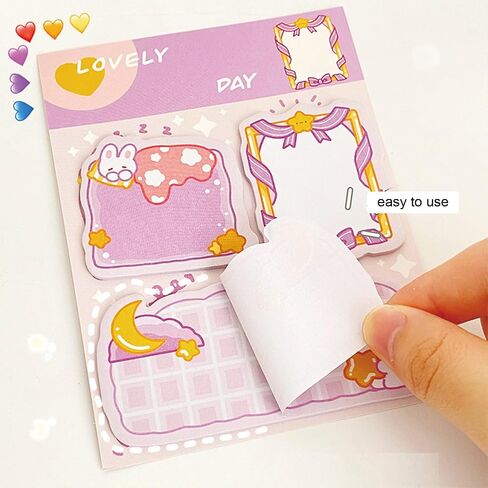 4 Pack Cute Sticky Notes Cartoon Bear Rabbit Sticky Memo Pads Kawaii Small Self-Stick Memo Note Pad Office School Supplies for Girls Boys Women (Bear+Rabbit) in Saudi Arabia