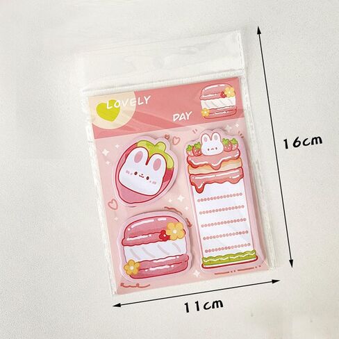 4 Pack Cute Sticky Notes Cartoon Bear Rabbit Sticky Memo Pads Kawaii Small Self-Stick Memo Note Pad Office School Supplies for Girls Boys Women (Bear+Rabbit) in Saudi Arabia
