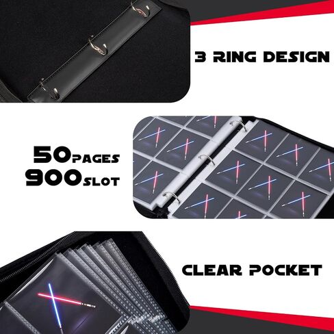 9 Pocket Trading Card Binder, PU Leather Storage Zip Album with 900 Slots Clear Page Sleeves for TCG MTG Baseball Sport Cards Display Collection in Saudi Arabia