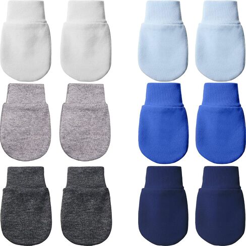 6 Pairs Newborn Baby Mittens No Scratch Gloves Infant Toddler Anti Scratch Essentials Unisex Cotton for 3-9 Months Girls Boys (Light Gray, White, Beige, Light Pink, Light Orange, Light Purple, Solid) in Saudi Arabia