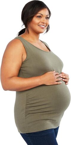 Motherhood Maternity Women's Side Ruched Scoop Neck Pregnancy Tank Top, Beetle, Medium in Saudi Arabia