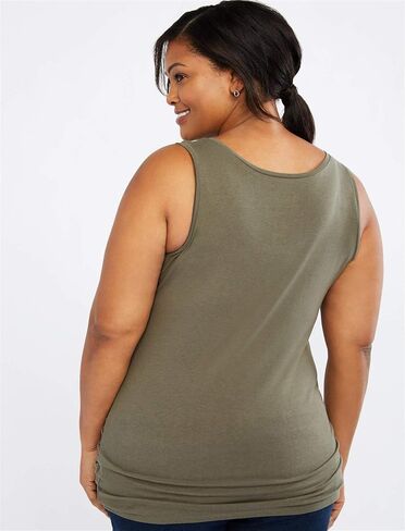 Motherhood Maternity Women's Side Ruched Scoop Neck Pregnancy Tank Top, Beetle, Medium in Saudi Arabia