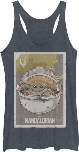 Star Wars Junior's Mandalorian Baby Tri-Blend Racerback Layering Tank, Tahiti Blue, Medium in Saudi Arabia
