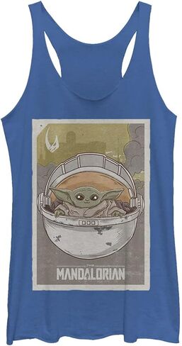 Star Wars Junior's Mandalorian Baby Tri-Blend Racerback Layering Tank, Tahiti Blue, Medium in Saudi Arabia