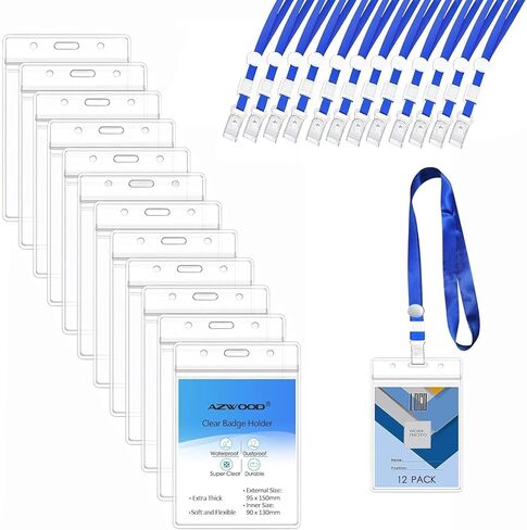 حاملي شارة جواز سفر كبيرة إضافية مع الحبل ، 4 × 6 بوصة شاقة من البلاستيك الصافي PVC Card إدراج الحامي العمودي ماء الشارة الشفاف الشفافة لشارات الاسم والضغط على الممرات in Kuwait