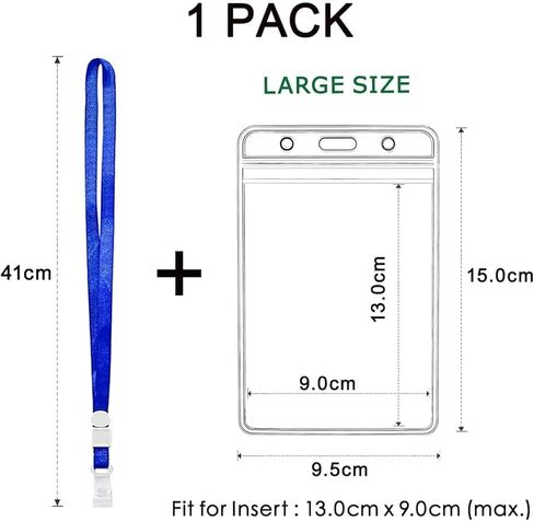 حاملي شارة جواز سفر كبيرة إضافية مع الحبل ، 4 × 6 بوصة شاقة من البلاستيك الصافي PVC Card إدراج الحامي العمودي ماء الشارة الشفاف الشفافة لشارات الاسم والضغط على الممرات in Kuwait