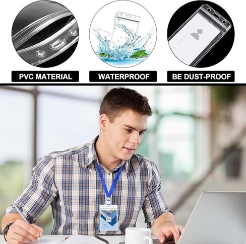 حاملي شارة جواز سفر كبيرة إضافية مع الحبل ، 4 × 6 بوصة شاقة من البلاستيك الصافي PVC Card إدراج الحامي العمودي ماء الشارة الشفاف الشفافة لشارات الاسم والضغط على الممرات in Kuwait