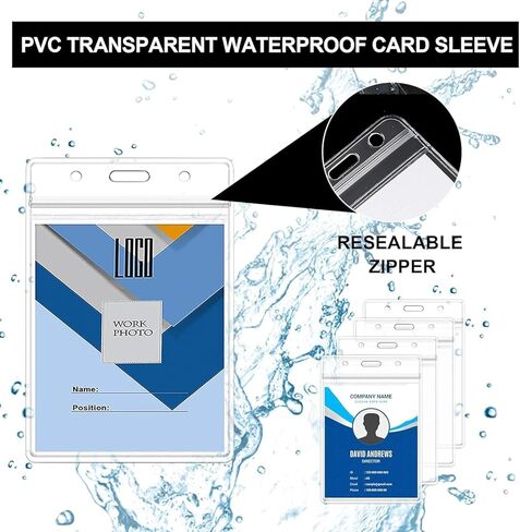 حاملي شارة جواز سفر كبيرة إضافية مع الحبل ، 4 × 6 بوصة شاقة من البلاستيك الصافي PVC Card إدراج الحامي العمودي ماء الشارة الشفاف الشفافة لشارات الاسم والضغط على الممرات in Kuwait