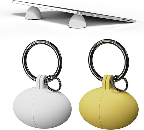 Portable Egg Keyring Style Anti-Slip Silicone Laptop & Pad Stand 2set(4pcs) - Ergonomic Viewing, Typing, Drawing, Cooling Foot/White Yellow (White+Yellow) in Saudi Arabia
