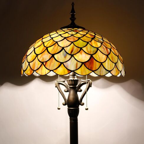 Tiffany Floor Lamp Green Purple Grape Stained Glass Standing Reading Light 16X16X66 Inches Antique Pole Corner Lamp Decor Bedroom Living Room in Saudi Arabia