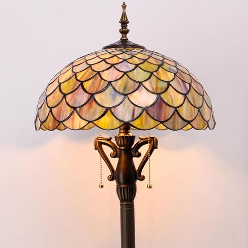 Tiffany Floor Lamp Green Purple Grape Stained Glass Standing Reading Light 16X16X66 Inches Antique Pole Corner Lamp Decor Bedroom Living Room in Saudi Arabia