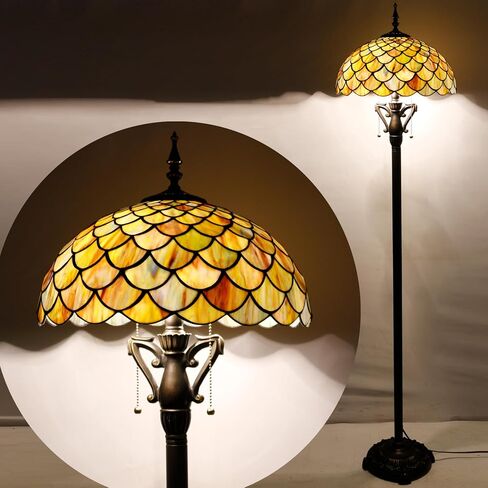 Tiffany Floor Lamp Green Purple Grape Stained Glass Standing Reading Light 16X16X66 Inches Antique Pole Corner Lamp Decor Bedroom Living Room in Saudi Arabia