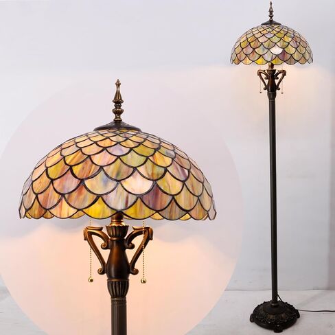 Tiffany Floor Lamp Green Purple Grape Stained Glass Standing Reading Light 16X16X66 Inches Antique Pole Corner Lamp Decor Bedroom Living Room in Saudi Arabia