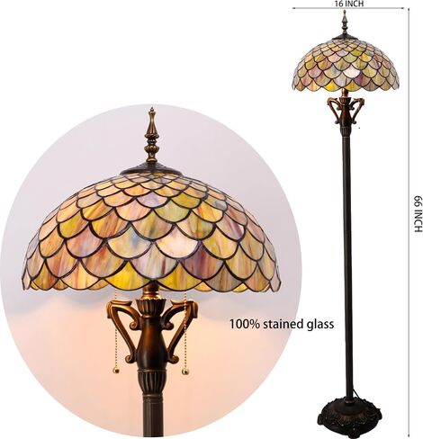 Tiffany Floor Lamp Green Purple Grape Stained Glass Standing Reading Light 16X16X66 Inches Antique Pole Corner Lamp Decor Bedroom Living Room in Saudi Arabia