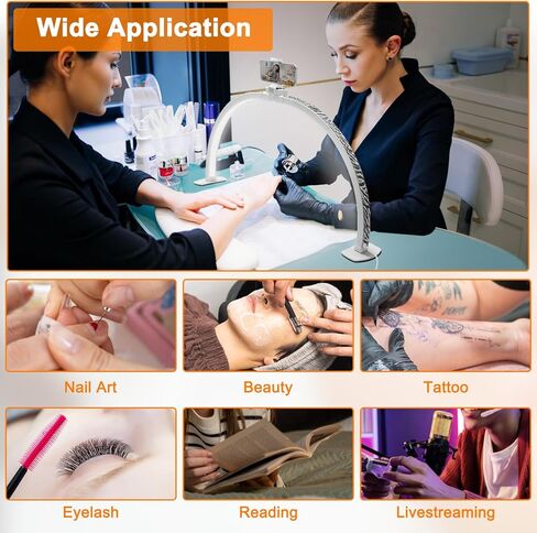ANRUI Half Moon Light with Phone Holder, 29In 38W Half Moon Light for Nail Desk, 10 Adjustable Brightness and 3 Color Temperature Lash Light Led Nail Tech for Eyelash Tech, Nails, Tattoos, Beauty in Kuwait