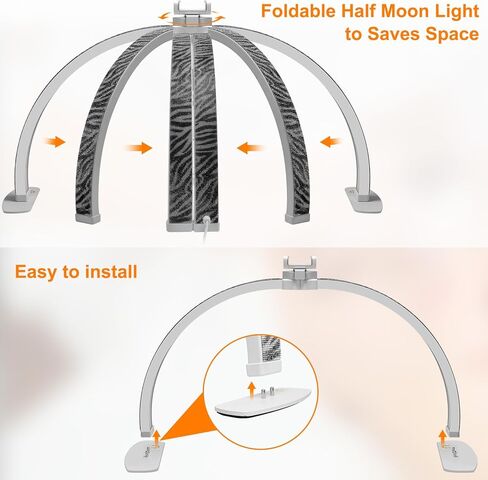 ANRUI Half Moon Light with Phone Holder, 29In 38W Half Moon Light for Nail Desk, 10 Adjustable Brightness and 3 Color Temperature Lash Light Led Nail Tech for Eyelash Tech, Nails, Tattoos, Beauty in Kuwait