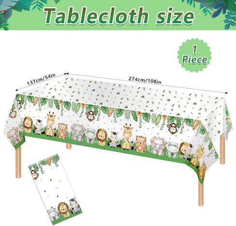 108Pcs Safari Animal Birthday Party Supplies Jungle Animal Birthday Decorations for Boys Girls Safari Jungle Party Tableware Set Animal Paper Plates Cups Napkins Balloons Tablecloth Banner Serve 16 in Saudi Arabia