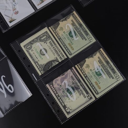 25pcs A5 Clear PP مسبقًا 100 مظاريف توفير الأموال التحدي 6 رنين الموثق إدراج 2.5'x3.5 '' أبيض رقم 1-100 أكمام حشو نقدية لمدة 100 يوم التوفير المجلدات التحدي in Kuwait