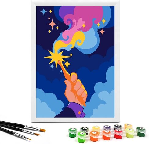 Nariolar Paint by Numbers for Kids Ages 4-8-12 with 7X9.5 inch Pre-Printed Cardboard,11 Acrylic Paint Pots and 3 Painting Brushes, Room Decor for Children,(Proud Lion) in Saudi Arabia