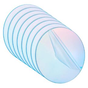 CRASPIRE 8Pcs Clear Circle Acrylic 3.76" Iridescent Plastic Plates 0.08 Inch Thick Round Blanks Acrylicing Discs Sheet Transparent Panel for Picture Frame Painting Signs Ornaments DIY Crafts