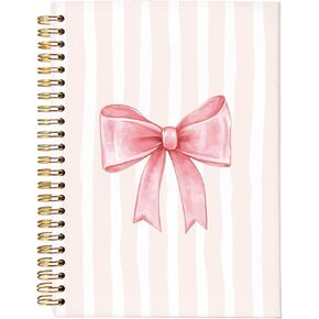 Coquette Pink Bow Notebook Journals, Coquette Stuff Preppy Notebook, Cute Notebooks for Women，Girly Stuff Hardcover Spiral Notebook 5.5x8.3