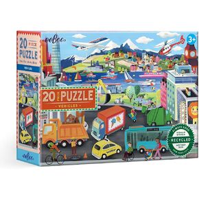 eeBoo: Vehicles 20 Piece Puzzle for Kids, Encourages Hand-Eye Coordination, Fine Motor Skills, and Problem Sloving, 15" x 11" Once Completed, for Ages 3 and up