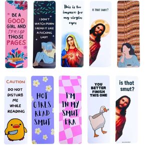 10PC Fun Bookmarks, Funny Bookmark Peeking Jesus Cute Book Marks Set for Adults Reading Book Gift is That in My Smut Era Hot Girls Read Smutty Cool Best Novelty Women Female Friends Gifts Presents