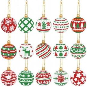 Garneck 15Pcs Christmas Diamond Art Ornaments Xmas Diamond Art Keychain Kit Diamond Dotting Kit Diamond Dotting Keychain Diamond Decorations for Christmas Supplies