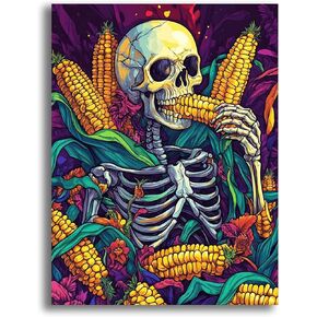 Yomiie 5D Skeleton Diamond Painting Kits for Adults, Paint with Diamonds Art Corn DIY Full Round Drill Kits, Embroidery Rhinestone Diamond Crystal Craft Canvas Home Wall Decor 30x40 cm