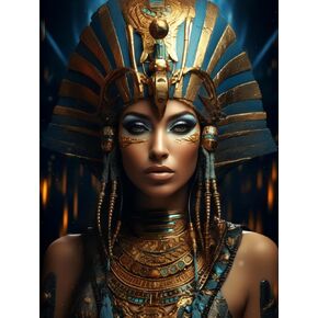 5D Egyptian Leader Full Round Drill Diamond Art Painting Kits by Number for Adults Beginner Diamond Art Painting Acrylic Beads Art Crystal Embroidery Cross Stitch Craft Kits 30x40cm