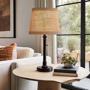 Oneach Modern Gold Brass Table Lamp Set of 2 for Bedroom Living Room 19.5'' Traditional Bedside Desk Nightstand Buffet Candlestick Samll Lamps with White Drum Shade