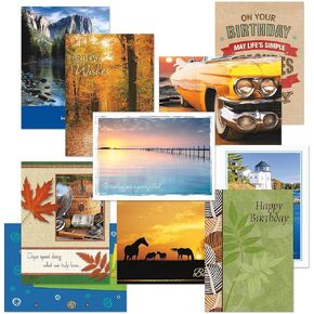 Current Vintage Travel Birthday Greeting Cards Value Pack - Set of 20, 10 Unique Designs, Large 5 x 7 Inch Cards, Sentiments Inside, Envelopes Included