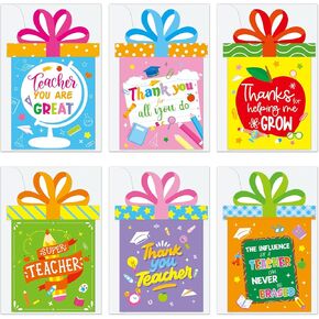 24 Pack Teacher Appreciation Gift Card Holders Thank You Teachers Greeting Cards Money or Gift Card Sleeves Holders for Teachers Day Gifts A Year End Graduation