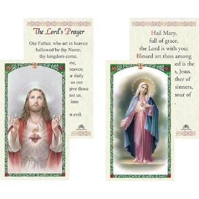 Our Father Prayer Card - Hail Mary Prayer Card - Double Sided Hail Mary, The Lords Prayer Card for Daily Prayer, Devotion, Mass - Laminated Hail Mary Prayer Card Catholic Themed Set - 2 Items Total