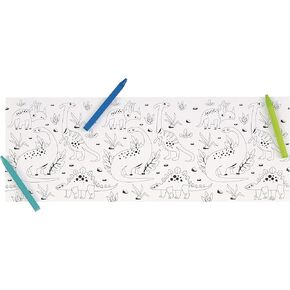 Exciting Blue & Green Dinosaur Coloring Rolls and Crayons (Pack of 3) - Vibrant Assorted Colors, Ideal Gift for Kids and Party Favors