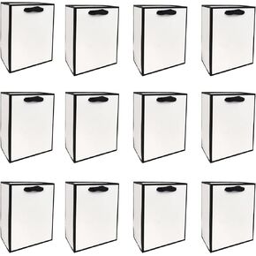 أكياس هدايا TKBAG 30 PCS ، أبيض أسود ، شكرًا لك ، حقائب 8.66 × 6.29x3.14 بوصة لحفلات صغيرة مع مقابض للعريس ، زفاف ، وصيفات الشرف ، دش الطفل