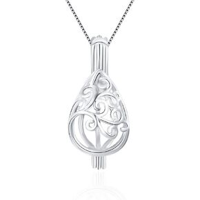 925 Sterling Silver Waterdrop Cage Pendants Crafting Charm for DIY Necklace Bracelet Jewelry Making